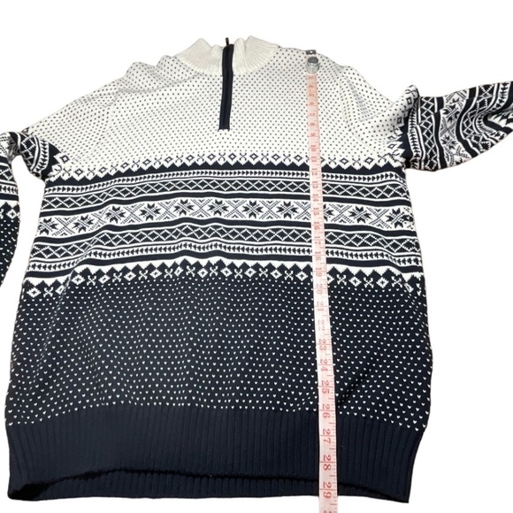 TOMMY HILFIGER 100% Cotton Nordic Design Quarter Zip Sweater US Sz XL - Picture 6 of 7